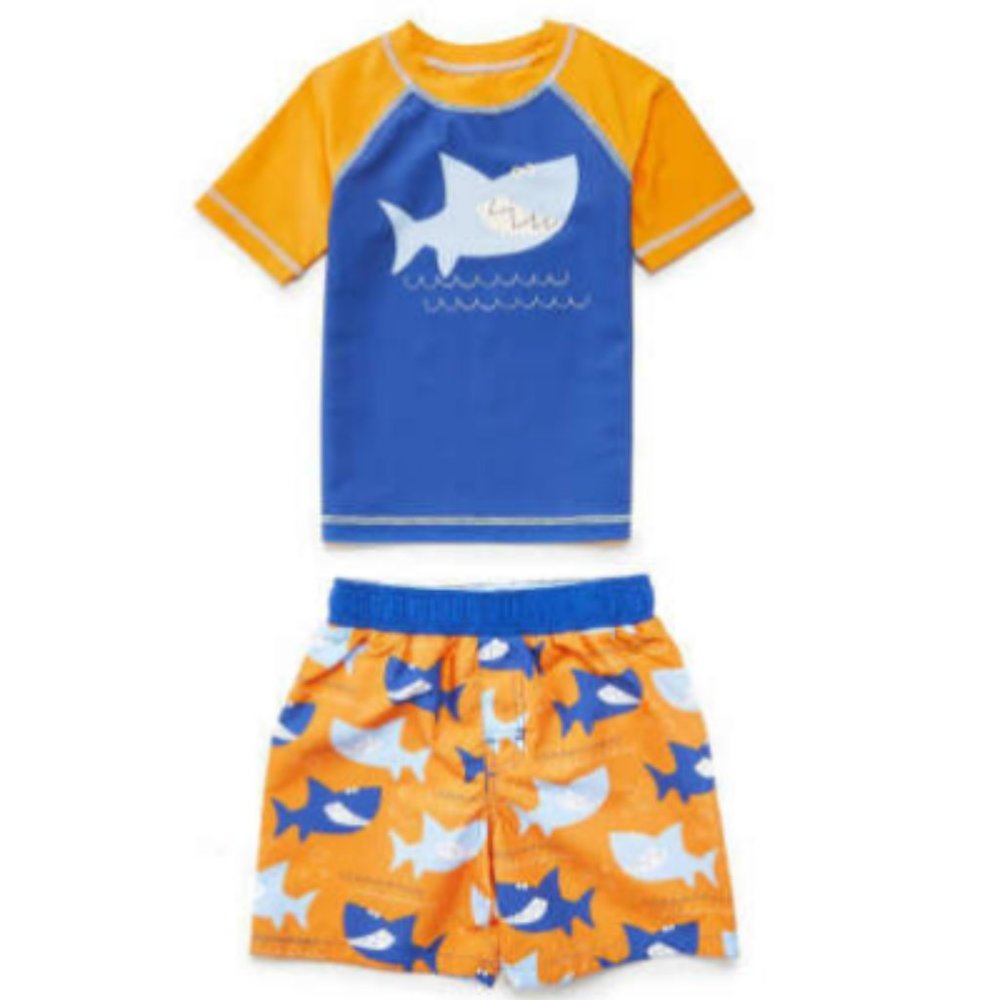 Swim trunks & rashguard whale toddler boys new size 3T 85% polyester 15% spandex